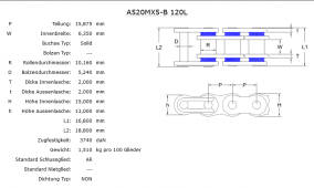 Rollenkette AFAM A520MX5-B/126C
